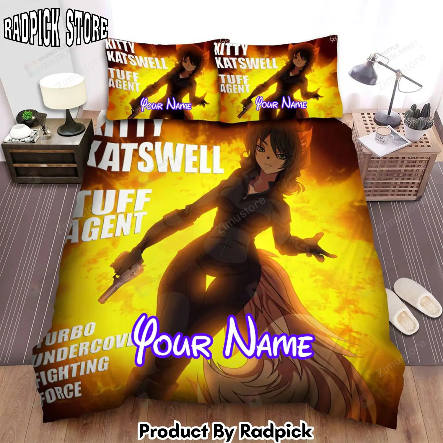 Radpick tuff puppy kitty katswell anime style bed sheet spread duvet cover personalized name bedding sets rp327624